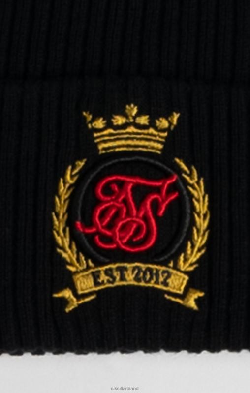 SikSilk Unisex Black Crest Beanie Hat XTFJ230 Accessory