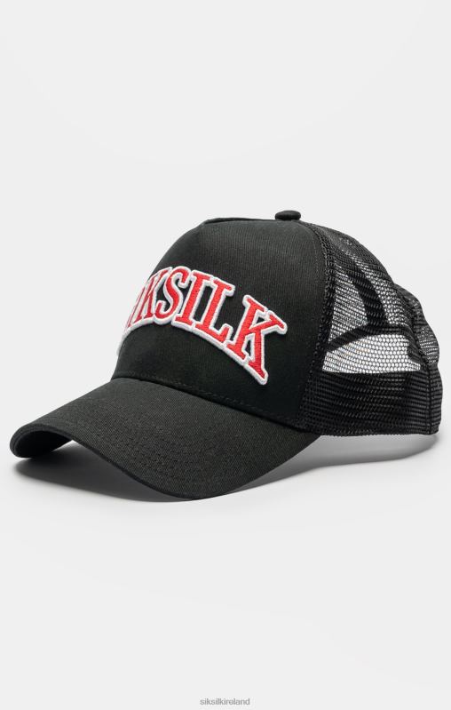 SikSilk Unisex Black Mesh Shadow Logo Trucker Cap XTFJ225 Accessory