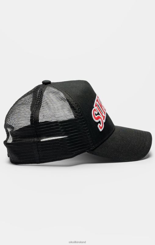 SikSilk Unisex Black Mesh Shadow Logo Trucker Cap XTFJ225 Accessory