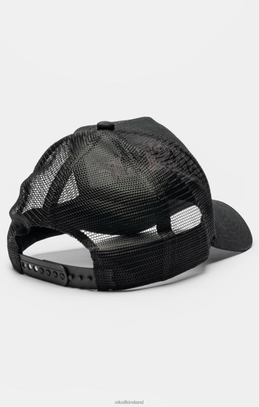 SikSilk Unisex Black Mesh Shadow Logo Trucker Cap XTFJ225 Accessory