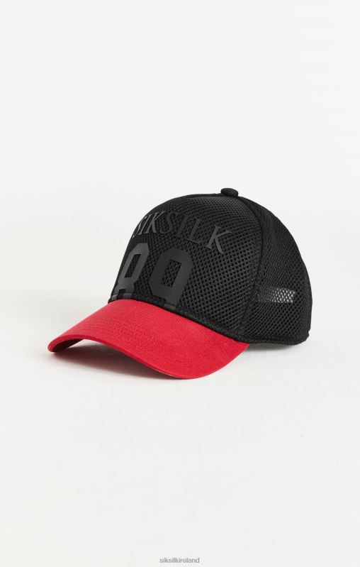 SikSilk Unisex Full Mesh 89 Cap - Black & Red XTFJ242 Accessory