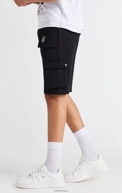SikSilk Boys Black Cargo Short XTFJ315 Apparel