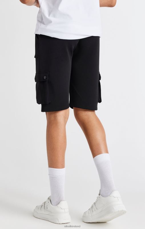 SikSilk Boys Black Cargo Short XTFJ315 Apparel