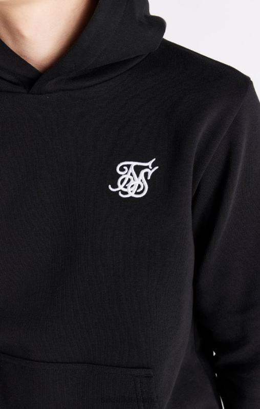 SikSilk Boys Black Essentials Overhead Hoodie XTFJ290 Apparel
