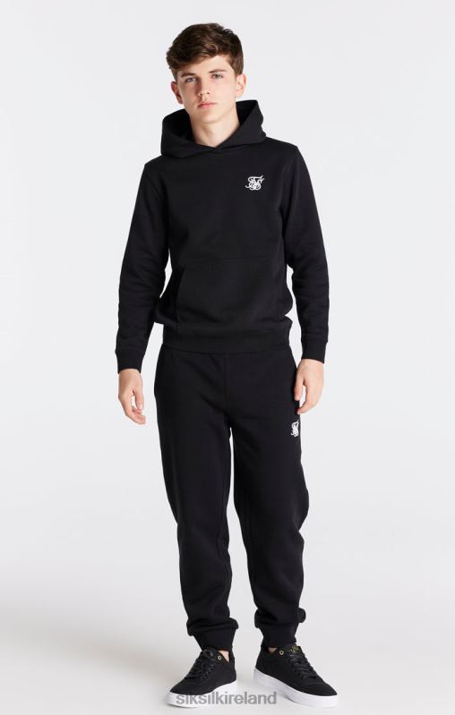 SikSilk Boys Black Essentials Overhead Hoodie XTFJ290 Apparel