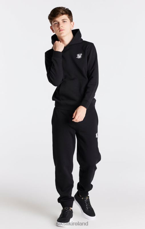 SikSilk Boys Black Essentials Overhead Hoodie XTFJ290 Apparel
