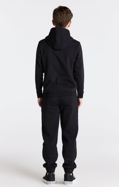 SikSilk Boys Black Essentials Overhead Hoodie XTFJ290 Apparel