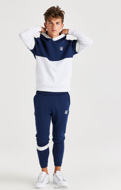 SikSilk Boys Dynamic Overhead Hoodie - Navy & White XTFJ292 Apparel