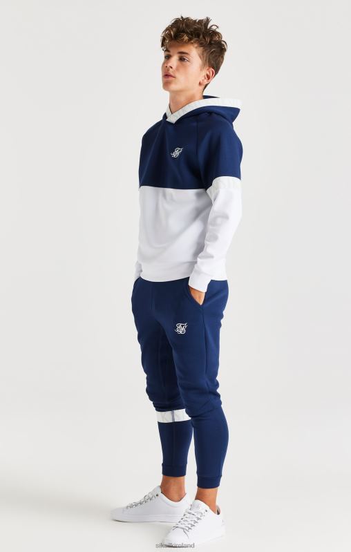 SikSilk Boys Dynamic Overhead Hoodie - Navy & White XTFJ292 Apparel