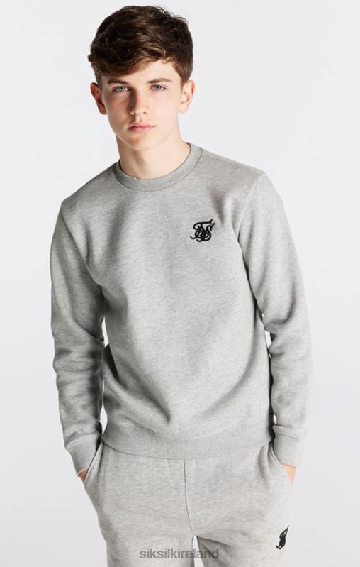 SikSilk Boys Grey Marl Essentials Sweatshirt XTFJ289 Apparel