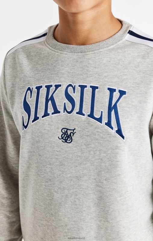 SikSilk Boys Grey Marl Varsity Crew Sweatshirt XTFJ296 Apparel