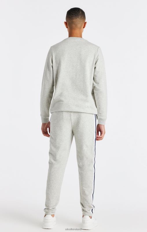 SikSilk Boys Grey Marl Varsity Crew Sweatshirt XTFJ296 Apparel