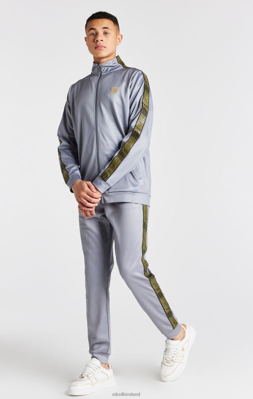 SikSilk Boys Grey Taped Funnel Neck Zip Thru XTFJ295 Apparel