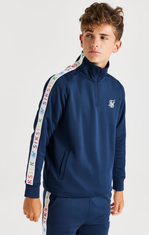 SikSilk Boys Rainbow Funnel Neck - Navy XTFJ287 Apparel