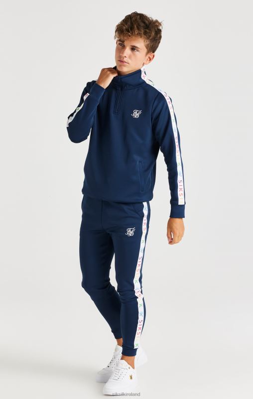 SikSilk Boys Rainbow Funnel Neck - Navy XTFJ287 Apparel