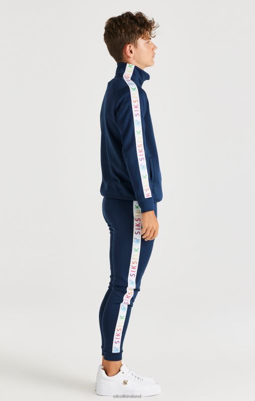 SikSilk Boys Rainbow Funnel Neck - Navy XTFJ287 Apparel