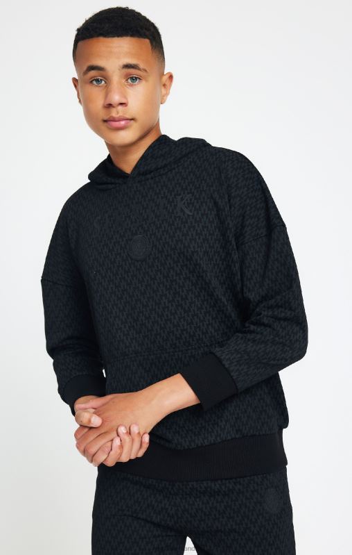 SikSilk x Boys Messi Black Printed Oversized Hoodie XTFJ288 Apparel