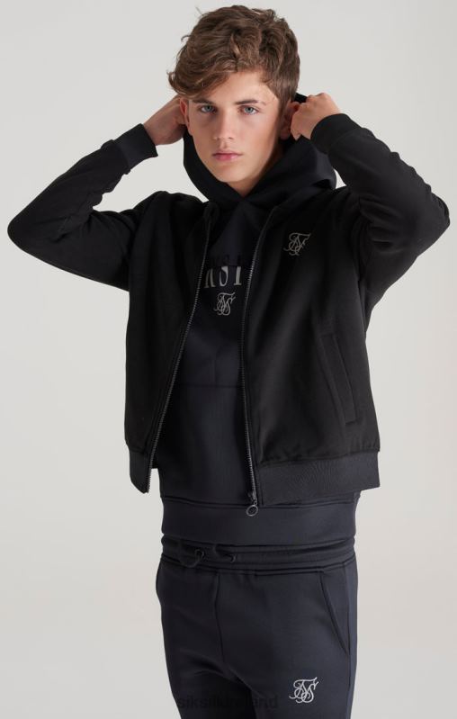 SikSilk Boys Black Metallic Logo Bomber XTFJ301 Apparel