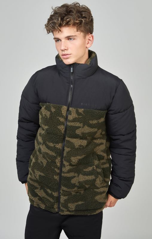 SikSilk Boys Camo Borg Puffer Jacket XTFJ297 Apparel