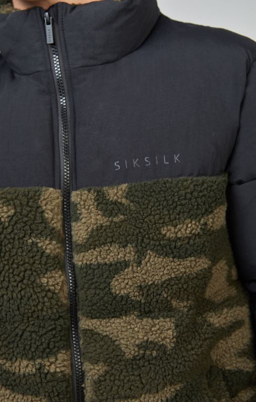 SikSilk Boys Camo Borg Puffer Jacket XTFJ297 Apparel