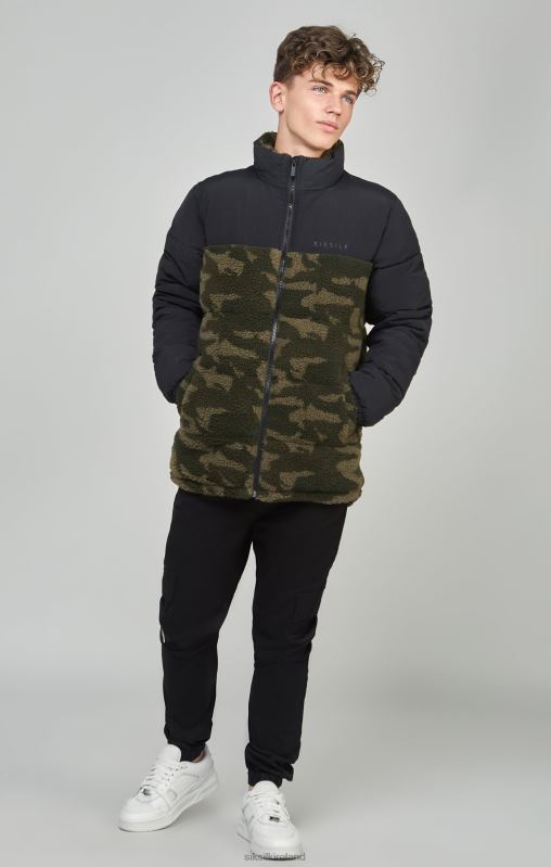 SikSilk Boys Camo Borg Puffer Jacket XTFJ297 Apparel