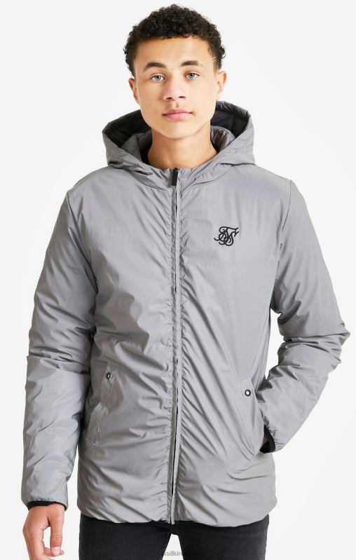 SikSilk Boys Grey Reversible Bubble Jacket XTFJ298 Apparel