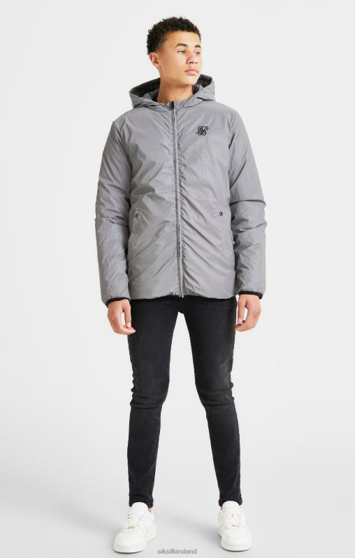 SikSilk Boys Grey Reversible Bubble Jacket XTFJ298 Apparel