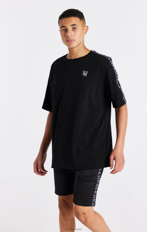 SikSilk Boys Black Taped T-Shirt XTFJ285 Apparel