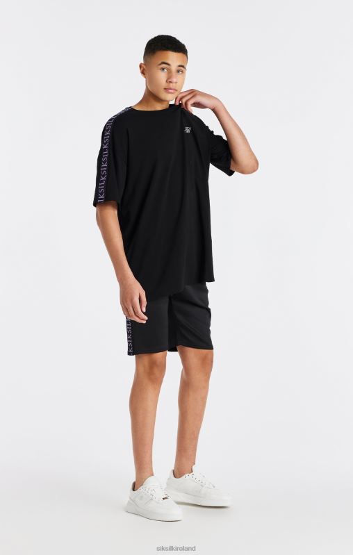 SikSilk Boys Black Taped T-Shirt XTFJ285 Apparel