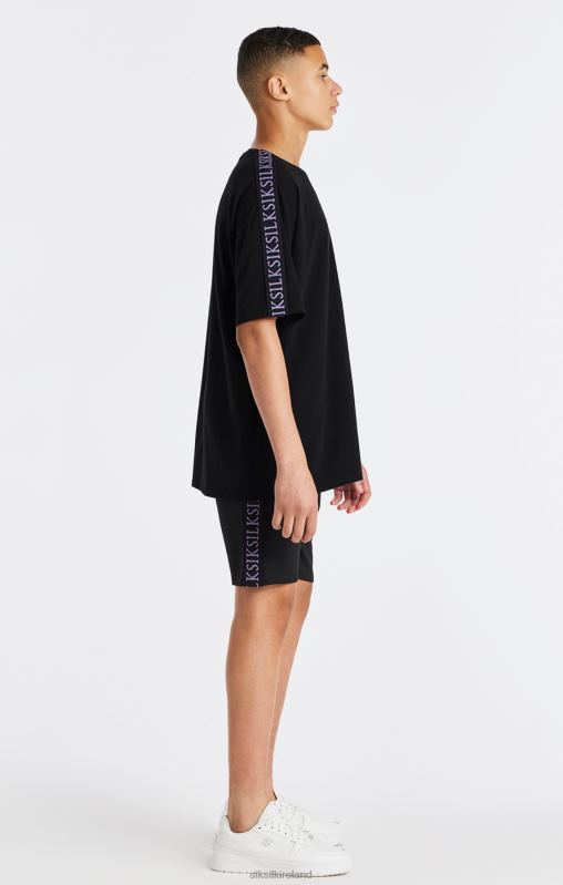 SikSilk Boys Black Taped T-Shirt XTFJ285 Apparel