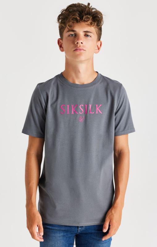 SikSilk Boys Grey Branded T-Shirt XTFJ280 Apparel