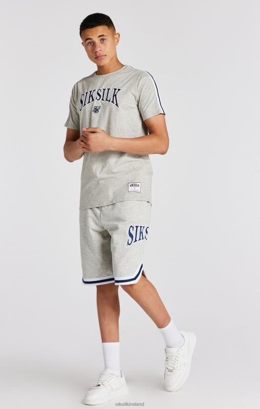 SikSilk Boys Grey Marl Varsity T-Shirt XTFJ283 Apparel