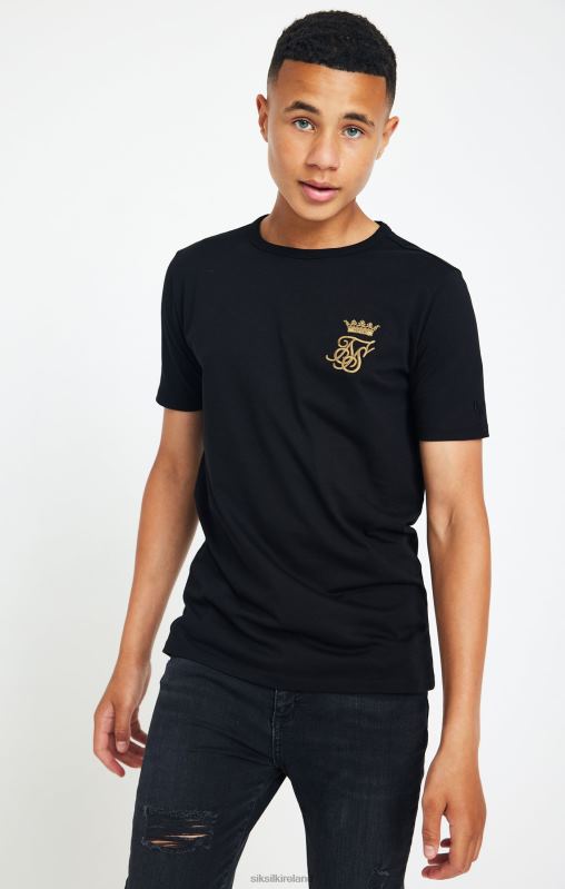 SikSilk x Boys Messi Black Logo T-Shirt XTFJ279 Apparel