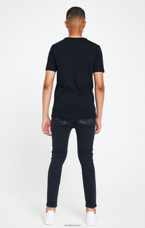 SikSilk x Boys Messi Black Logo T-Shirt XTFJ279 Apparel