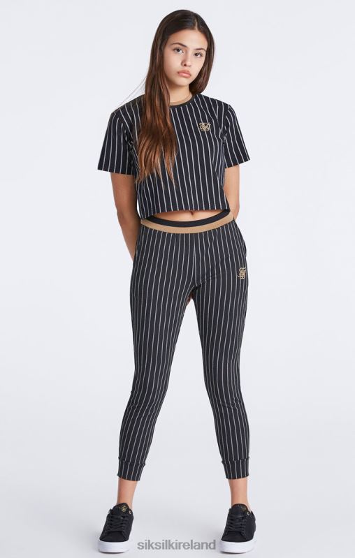 SikSilk Girls Black Baseball Stripe Jogger XTFJ348 Apparel