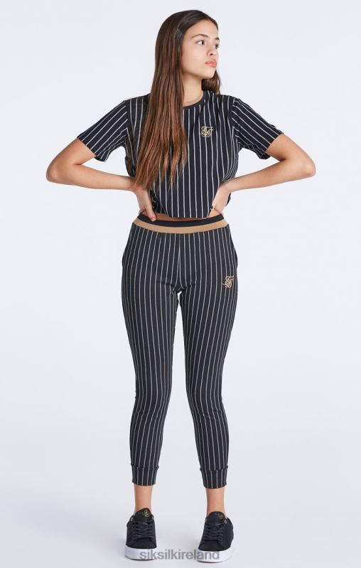 SikSilk Girls Black Baseball Stripe Jogger XTFJ348 Apparel