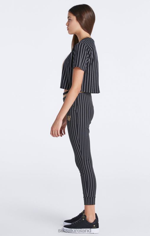 SikSilk Girls Black Baseball Stripe Jogger XTFJ348 Apparel