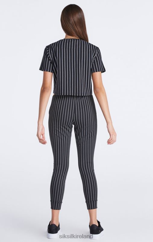 SikSilk Girls Black Baseball Stripe Jogger XTFJ348 Apparel