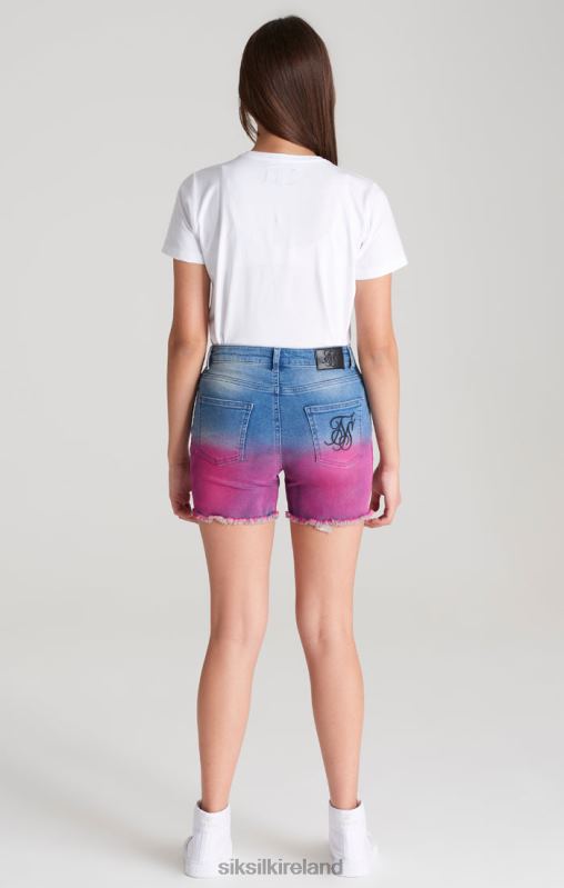 SikSilk Girls Blue Dip Dye Denim Short XTFJ356 Apparel