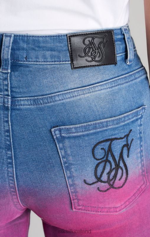 SikSilk Girls Blue Dip Dye Denim Short XTFJ356 Apparel