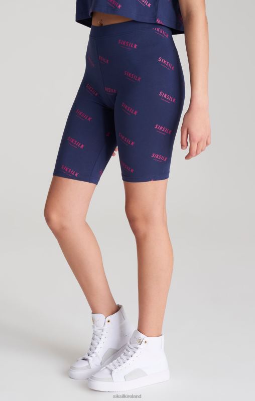 SikSilk Girls Navy Printed Cycle Short XTFJ355 Apparel