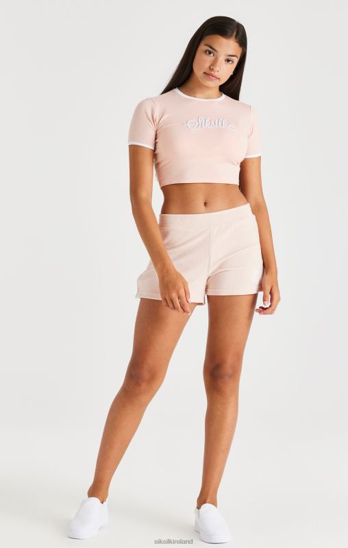SikSilk Girls Towelling Popper Shorts - Pink XTFJ354 Apparel