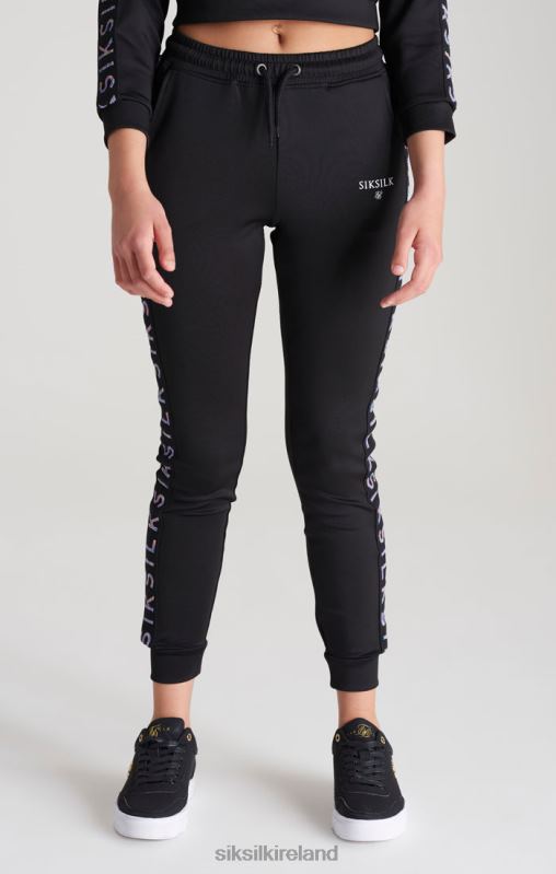 SikSilk Girls Black Taped Track Pant XTFJ349 Apparel