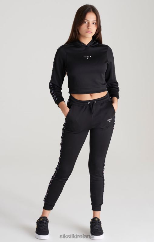 SikSilk Girls Black Taped Track Pant XTFJ349 Apparel