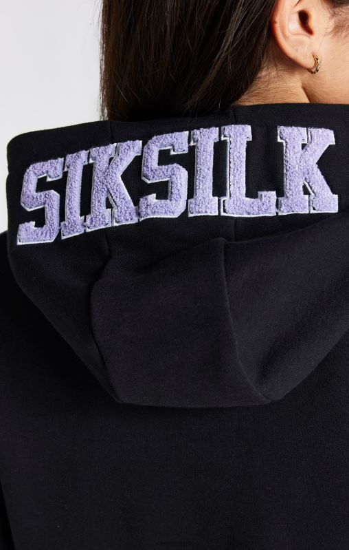 SikSilk Girls Black Varsity Logo Hoodie Dress XTFJ344 Apparel