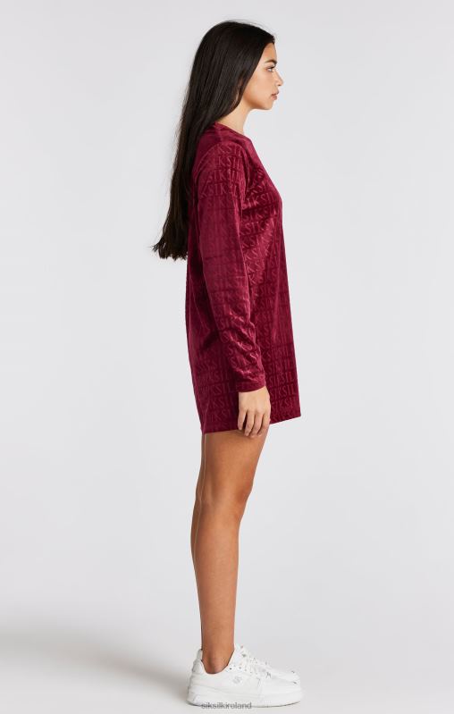 SikSilk Girls Pink Velour Long Sleeve T-Shirt Dress XTFJ345 Apparel