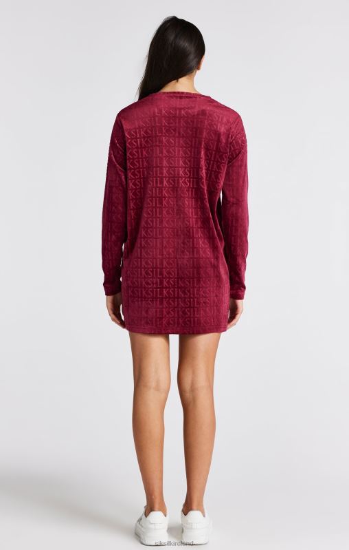 SikSilk Girls Pink Velour Long Sleeve T-Shirt Dress XTFJ345 Apparel