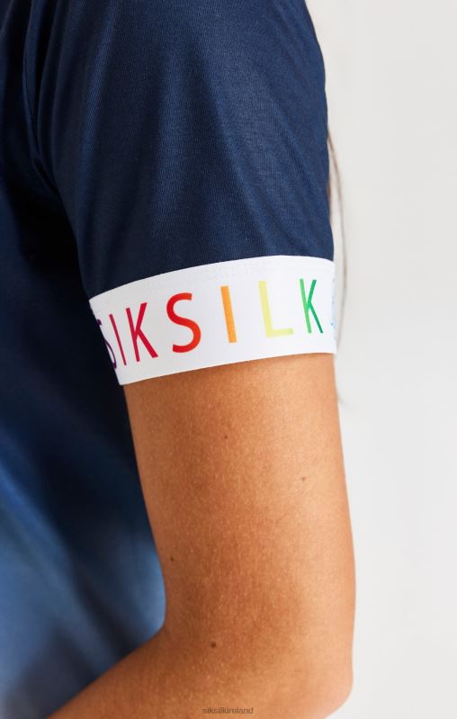 SikSilk Girls Rainbow Fade T-Shirt Dress - Navy & White XTFJ342 Apparel