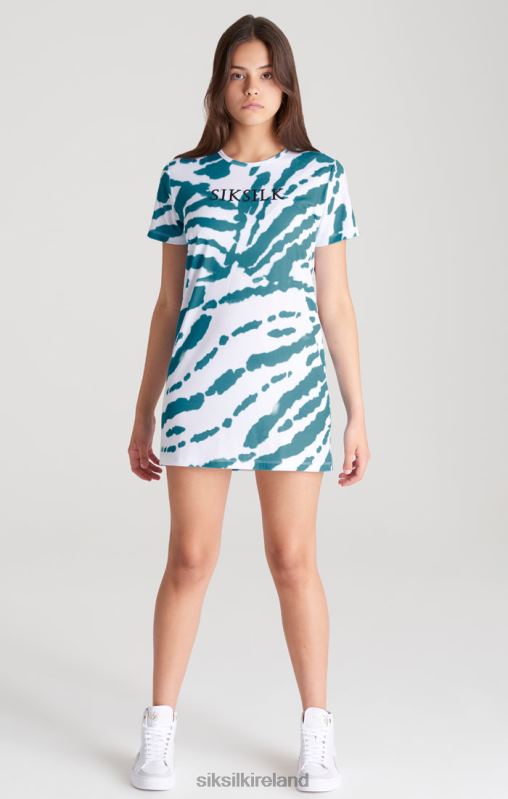 SikSilk Girls White Tie Dye T-Shirt Dress XTFJ343 Apparel