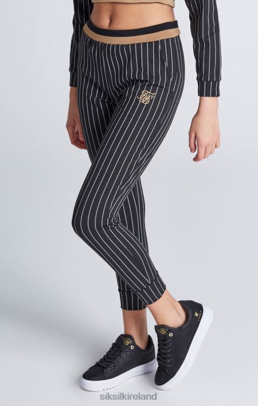 SikSilk Girls Black Baseball Stripe Cropped Hoodie XTFJ337 Apparel